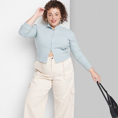 Women's Fitted Mock Turtleneck Zip-Up Cardigan - Wild Fable™