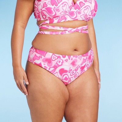 Women's Cheeky Bikini Bottom - Wild Fable™ Pink Heart Print