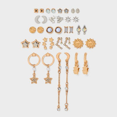Sun And Moon Earring Set 18pc - Wild Fable™ Gold