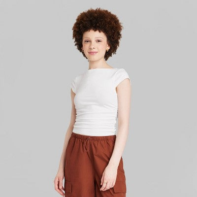 Women's Cap Sleeve Ruched Side Seam T-Shirt - Wild Fable™