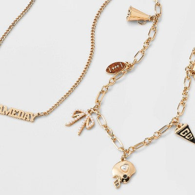 Game Day Charm Necklace Set 2pc - Wild Fable™ Gold