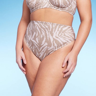 Women's Ribbed High Leg Cheeky High Waist Bikini Bottom - Wild Fable™