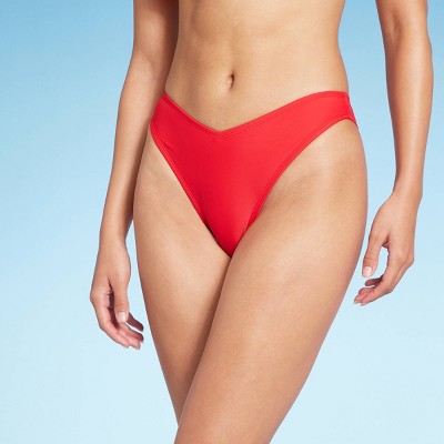 Women's Low-Rise Super Cheeky Extra High Leg Bikini Bottom - Wild Fable™ Red