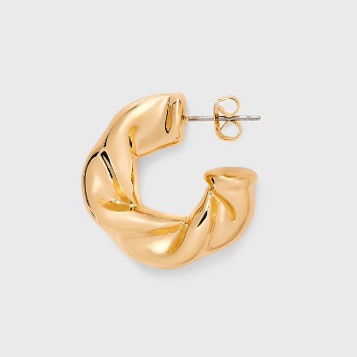 Wide And Chunky Twist Earring Set 3pc - Wild Fable™ Gold: Nickel-Free Metal, Clip-In Clasp, Hoop Style