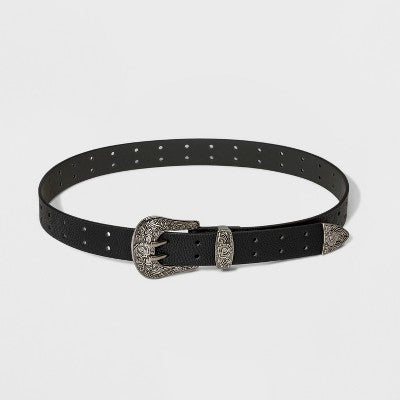 Women's Double Perf Western Belt - Wild Fable™ Black