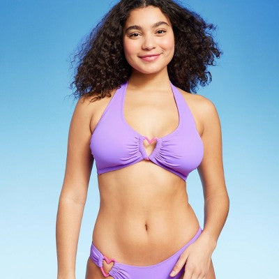 Women's Heart Detail Bralette Bikini Top - Wild Fable™ Purple
