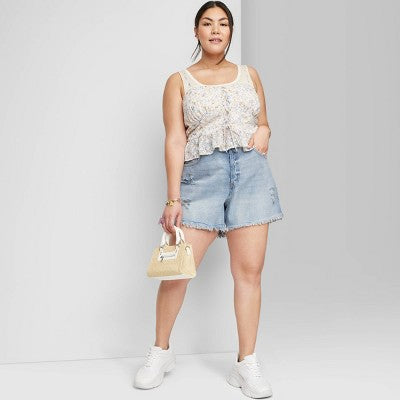 Women's High-Rise Cutoff Midi Jean Shorts - Wild Fable™
