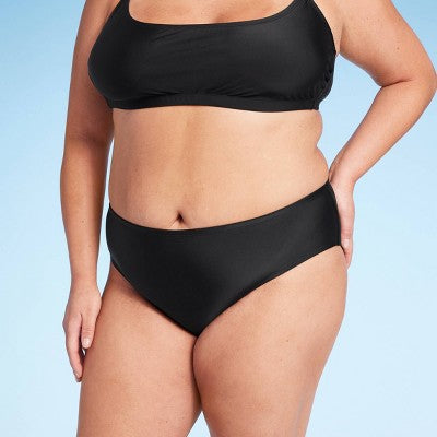 Women's Mid-Rise Cheeky Bikini Bottom - Wild Fable™ Black