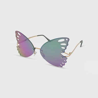 Women's Rimless Metal Butterfly Novelty Sunglasses - Wild Fable™ Green