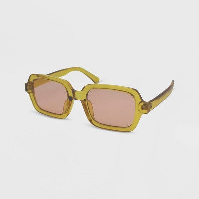 Women's Milky Plastic Square Blue Light Filtering Glasses - Wild Fable™ Honey Yellow