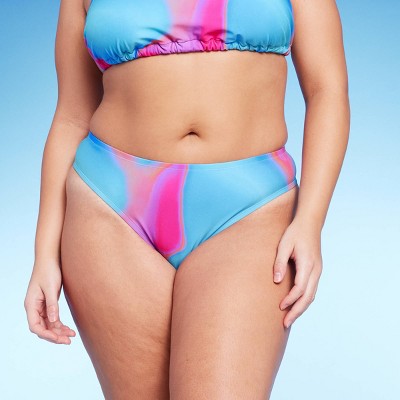 Women's High Leg Cheeky Bikini Bottom - Wild Fable™ Blue Marble Print