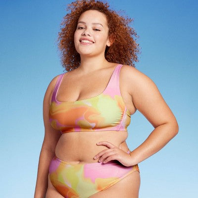 Women's Bralette Bikini Top - Wild Fable™ Pink/Orange/Yellow Tie-Dye