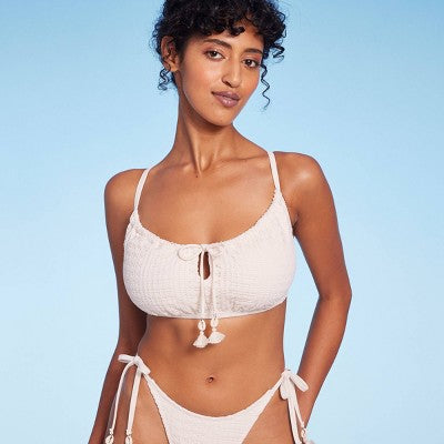 Women's Crochet Tie-Front Bralette Bikini Top - Wild Fable™