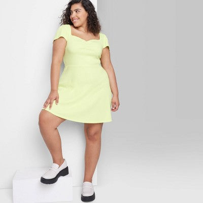 Women's Cap Short Sleeve Fit & Flare Knit Skater Dress - Wild Fable™