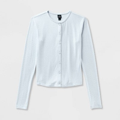 Women's Long Sleeve Roundneck Button-Down Shirt - Wild Fable™