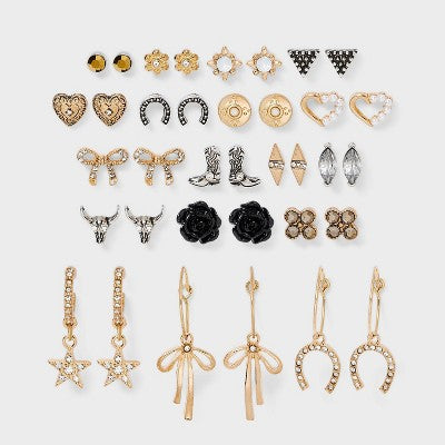 Western Earring Set 18pc - Wild Fable™ Gold/Silver