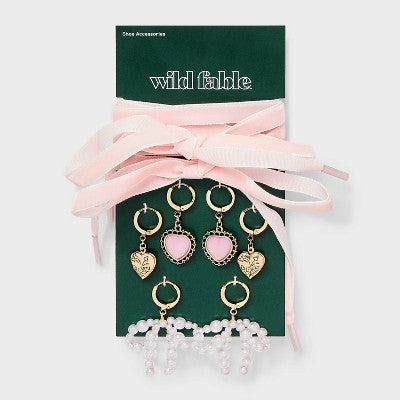 Bows And Hearts Shoelace And Shoe Charm Set - Wild Fable™ Gold