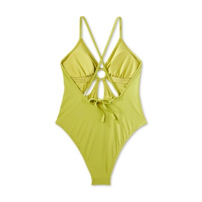  Women's Ring Front Cut Out One Piece Swimsuit - Wild Fable™ Green
