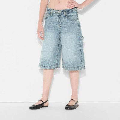  Women's Low-Rise Denim Skater Shorts - Wild Fable™