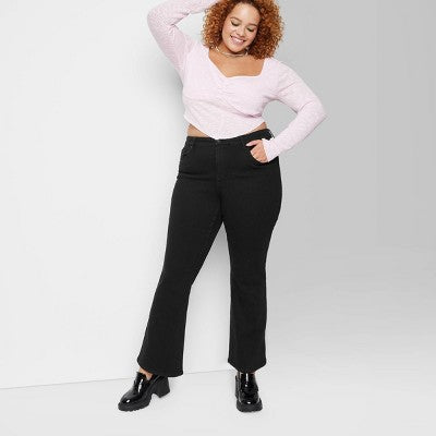  Women's Low-Rise Flare Jeans - Wild Fable™ Black Clean