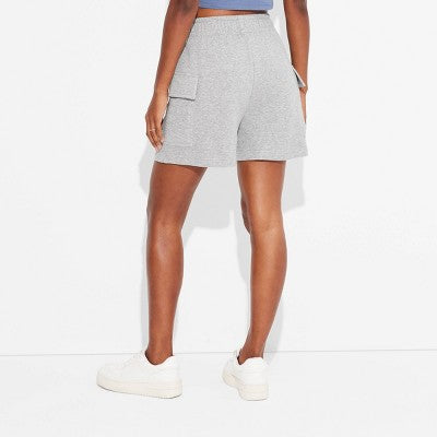  Women's Mid-Rise Cargo Sweat Shorts - Wild Fable™