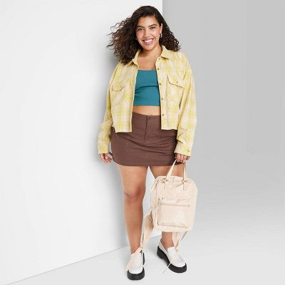  Women's Long Sleeve Cropped Button-Down Shirt - Wild Fable™