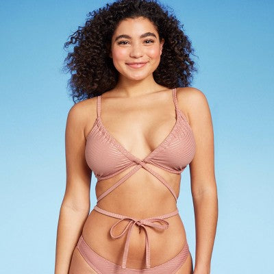  Women's Strappy Underwire Bikini Top - Wild Fable™ Brown Lurex