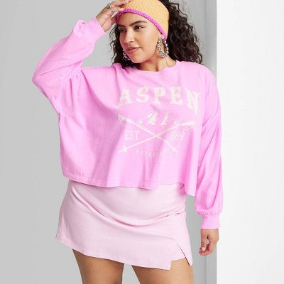  Women's Long Sleeve Heavy Knit T-Shirt - Wild Fable™
