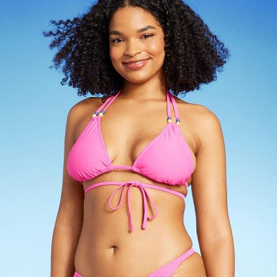  Women's Beaded Wrap Triangle Bikini Top - Wild Fable™