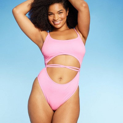  Women's Wrap Cut Out Extra Cheeky One Piece Swimsuit - Wild Fable™