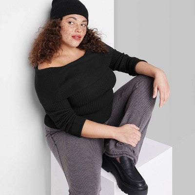  Women's Fitted Off The Shoulder Sweater Top - Wild Fable™