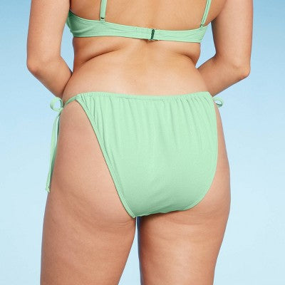  Women's Side-Tie Low-Rise High Leg Adjustable Lurex Bikini Bottom - Wild Fable™