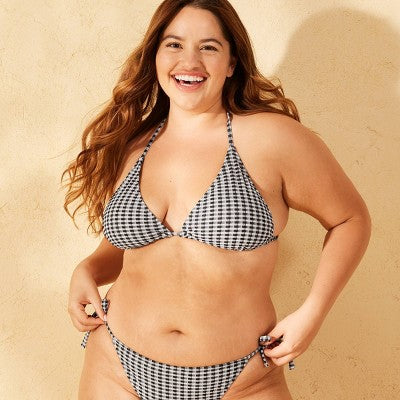  Women's Sparkle Gingham Texture Triangle Bikini Top - Wild Fable™