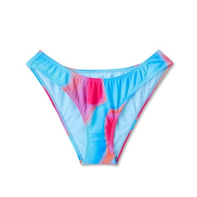  Women's High Leg Cheeky Bikini Bottom - Wild Fable™ Blue Marble Print