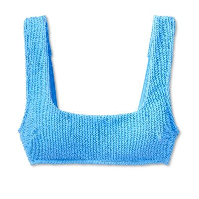  Women's Pucker Square Neck Wide Strap Bralette Bikini Top - Wild Fable™