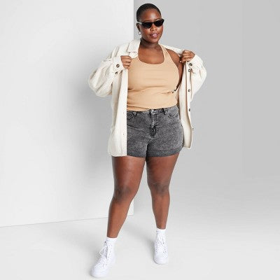  Women's Super-High Rise Rolled Cuff Jean Shorts - Wild Fable™