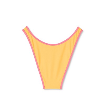  Women's Colorblock Ultra High Leg Extra Cheeky Bikini Bottom - Wild Fable™ Orange/Pink
