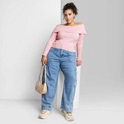  Women's Fitted Off The Shoulder Sweater Top - Wild Fable™