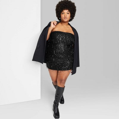  Women's Tube Sequin Fringe Mini Bodycon Dress - Wild Fable™