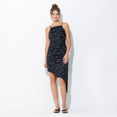  Women's Asymmetrical Hem Mini Dress - Wild Fable™ Black Bow