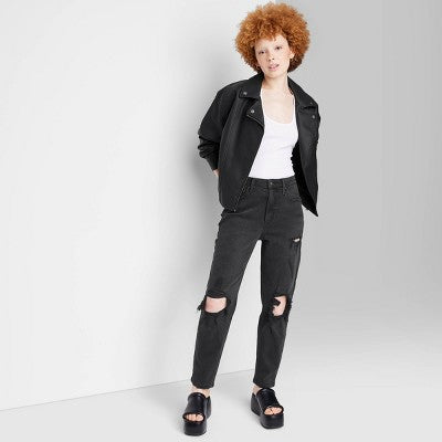  Women's Super-High Rise Tapered Jeans - Wild Fable™ Black Denim