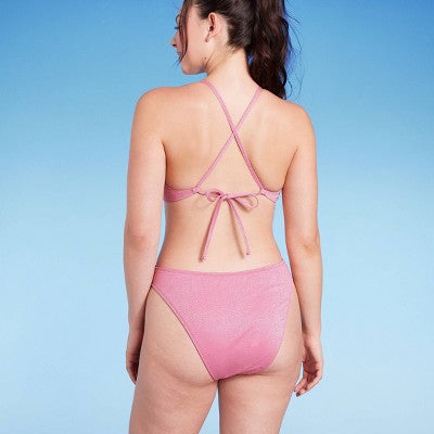  Women's Cut Out One Piece Swimsuit - Wild Fable™ Pink Lurex