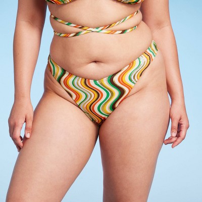  Women's Extra High Leg Ultra Cheeky Bikini Bottom - Wild Fable™ Multi Striped