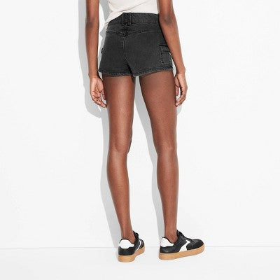  Women's Low-Rise Cargo Camp Denim Shorts - Wild Fable™