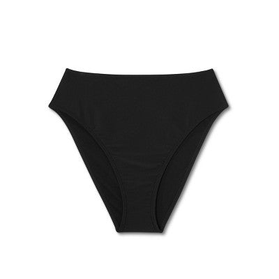  Women's High Leg Cheeky High Waist Bikini Bottom - Wild Fable™ Black