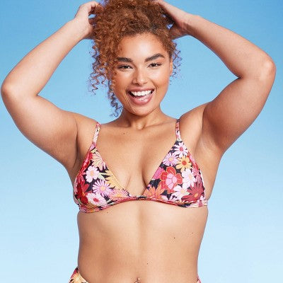  Women's Ribbed Fixed Triangle Bikini Top - Wild Fable™