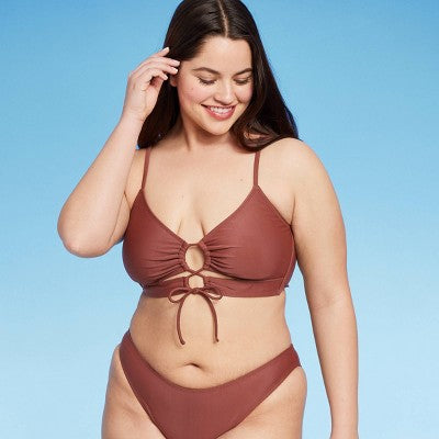  Women's Lace-Up Longline Bikini Top - Wild Fable™