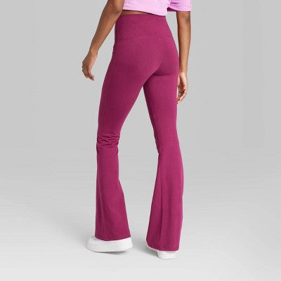  Women's High-Waisted Slim Fit Flare Leggings - Wild Fable™ Burgundy