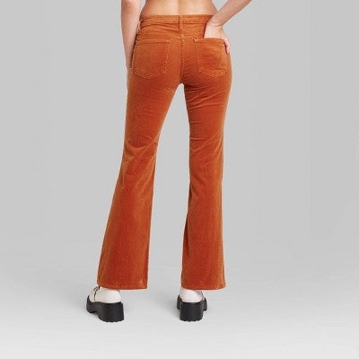  Women's Mid-Rise Corduroy Flare Pants - Wild Fable™