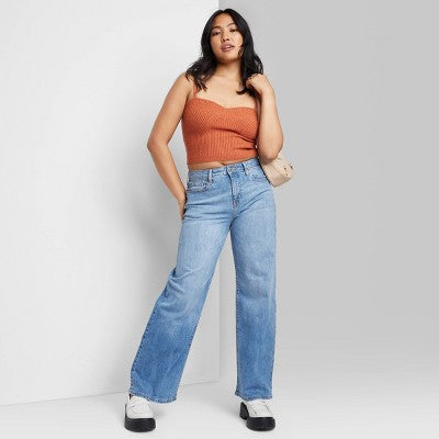  Women's Super-High Rise Wide Leg Baggy Jeans - Wild Fable™ Blue Wash 